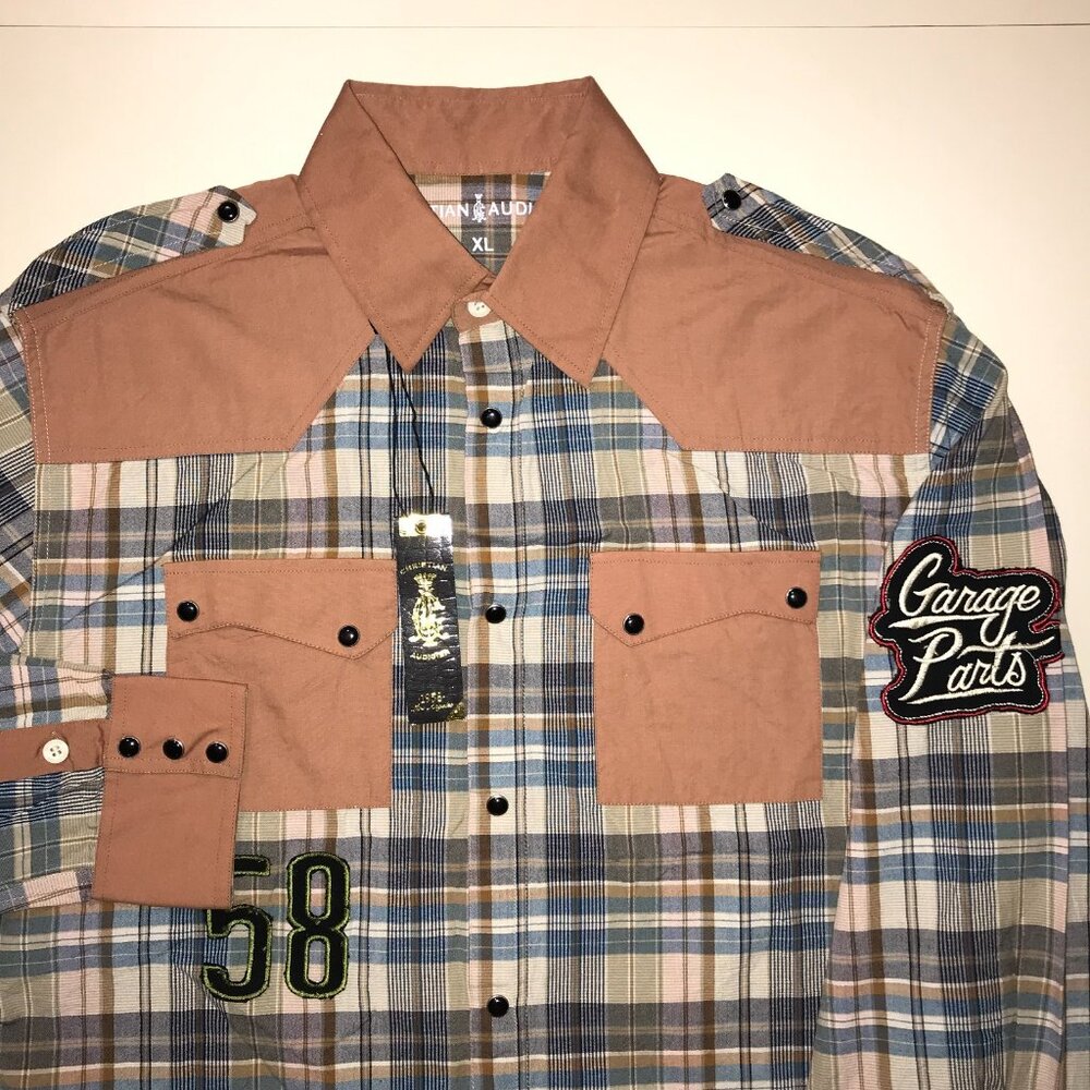 Men's Christian Audigier Pearl Snap Button Long Sleeve Western Shirt -Size: XL - Picture 4 of 16